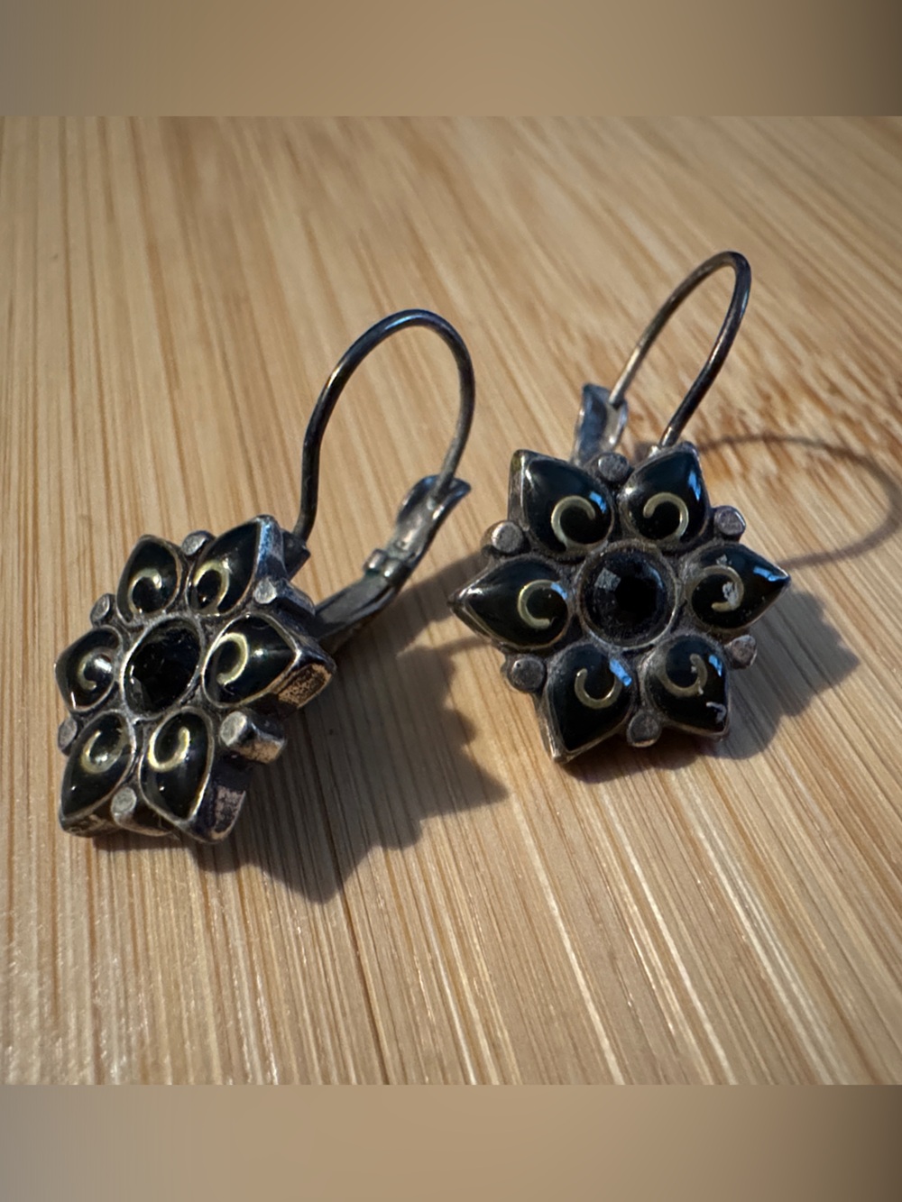 Brighton Black Floral Star Drop Earrings